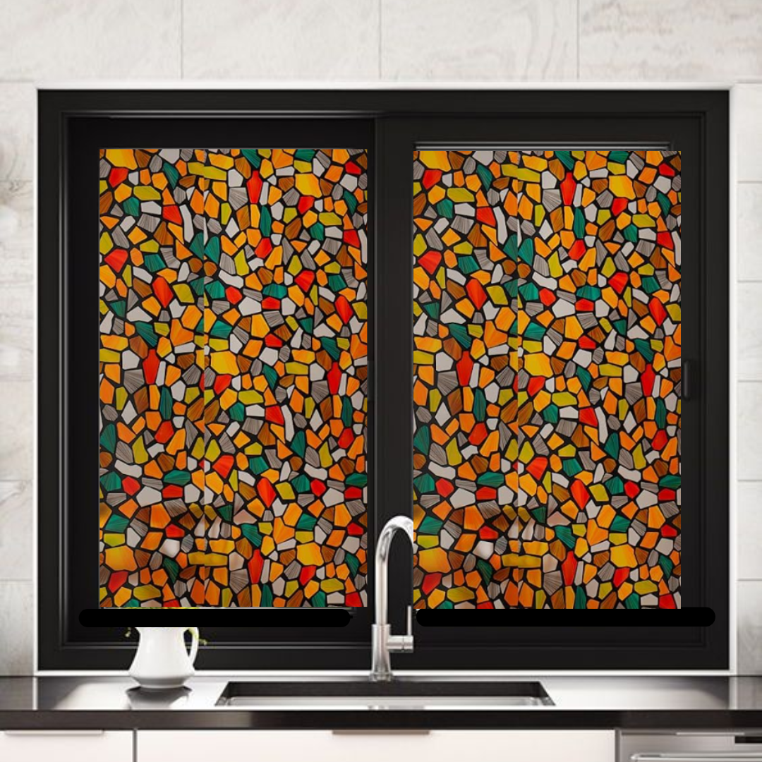 Wallnest Privacy Window Film for Glass – Stone Pattern Frosted Glass Sticker | No Glue, Anti-UV, Non-Adhesive Film for Home, Office, Bathroom