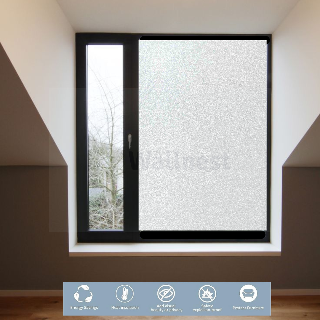 Wallnest Window Films Opaque Sparkle Frosted Home Security Self Adhesive for Bathroom Door Window Heat Control Anti UV Privacy Self-Adhesive, Heat Control, UV Protection