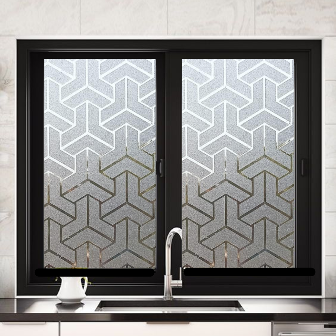 Wallnest Vinyl Frosted Privacy Glass Film for Window, Office, Door, Bathroom, Home - Self Adhesive Window Sticker New Pattern Wallpaper Sheet Frosted Arrow