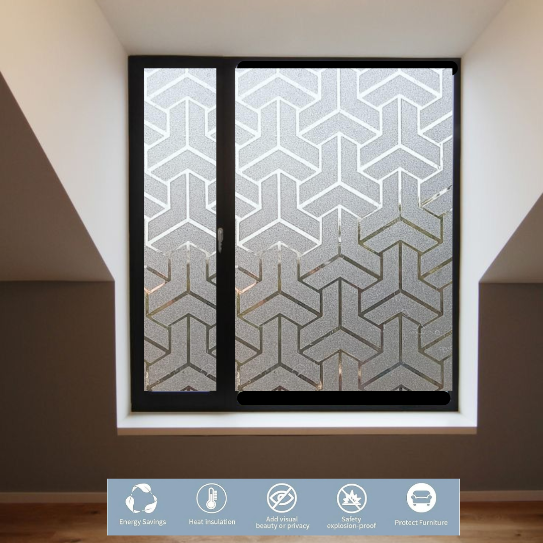 Wallnest Vinyl Frosted Privacy Glass Film for Window, Office, Door, Bathroom, Home - Self Adhesive Window Sticker New Pattern Wallpaper Sheet Frosted Arrow