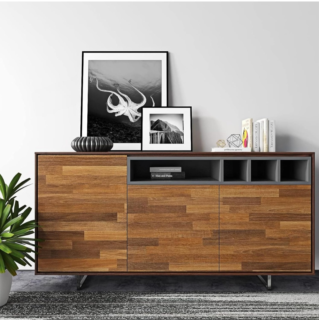 Wallnest Wood Grain Geometric Peel and Stick Wallpaper Self-Adhesive Vinyl Sticker for Furniture, Wooden Doors, Desktops, Walls, Kitchen Cabinets & Shelf Liner