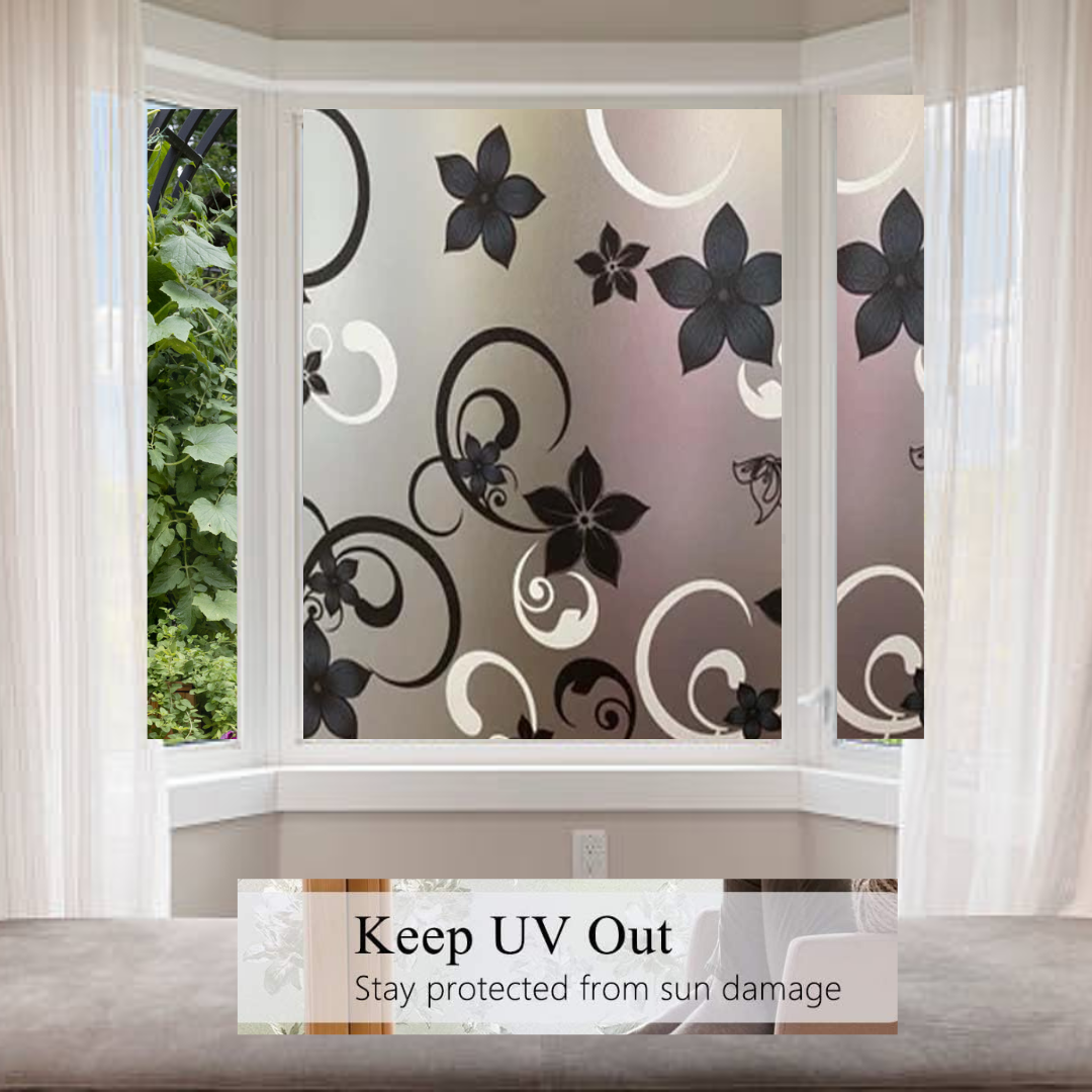 Wallnest rosted Vinyl Window Self Adhesive Frosted Glass Window Film Decoartive Window Privacy Film Heat Control Removable Window Sticker for Home Office Anti-UV