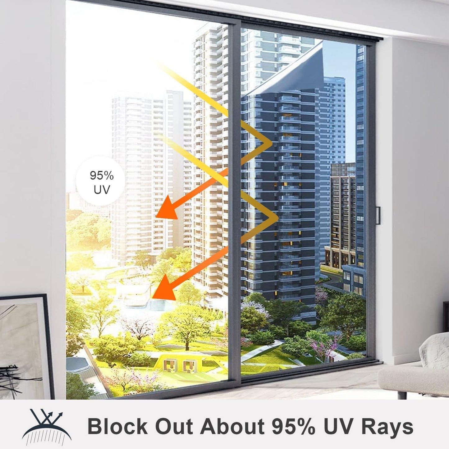 Wallnest One-Way Privacy Window Film, UV Blocking, Heat Control, Reflective Glass Tint for Home and Office Living Room Glass Vinyl Daytime Privacy, Sun Blocking Anti UV Reflective