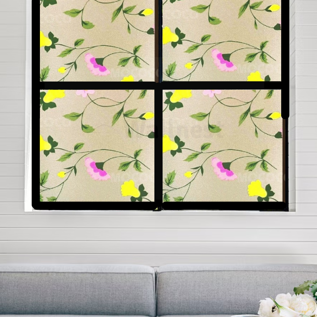 Wallnest Privacy Window Film Vinyl Frosted Self Adhesive Glass Spanish Floral Design (12x50Inch)