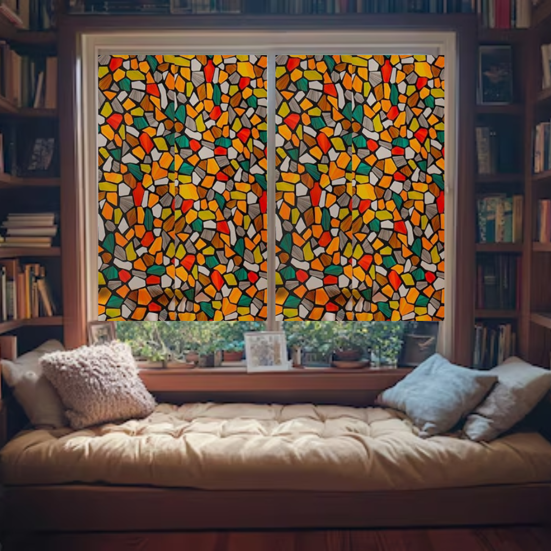 Wallnest Privacy Window Film for Glass – Stone Pattern Frosted Glass Sticker | No Glue, Anti-UV, Non-Adhesive Film for Home, Office, Bathroom