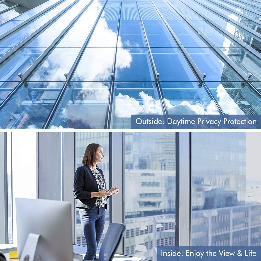 Wallnest One-Way Privacy Window Film, UV Blocking, Heat Control, Reflective Glass Tint for Home and Office Living Room Glass Vinyl Daytime Privacy, Sun Blocking Anti UV Reflective