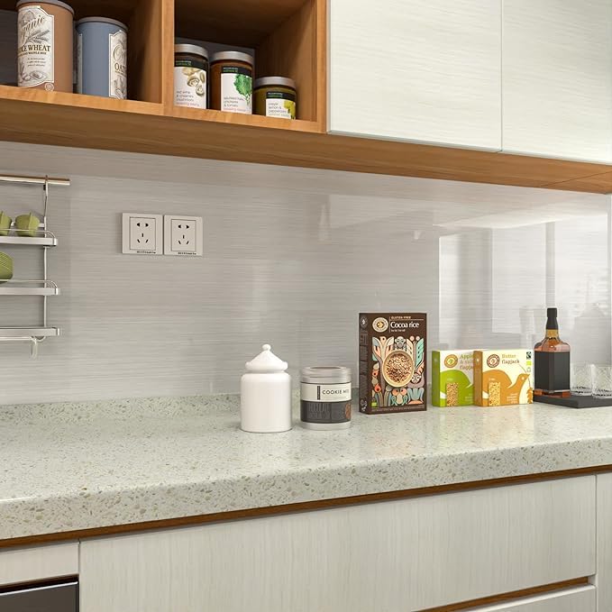 Wallnest Wallpaper Self Adheisve Silver Brushed Contact Wallpaper Vinyl Removable Kitchen Cabinet Countertopesive Peel and Stick Wallpaper for Refrigerator Furniture Waterproof