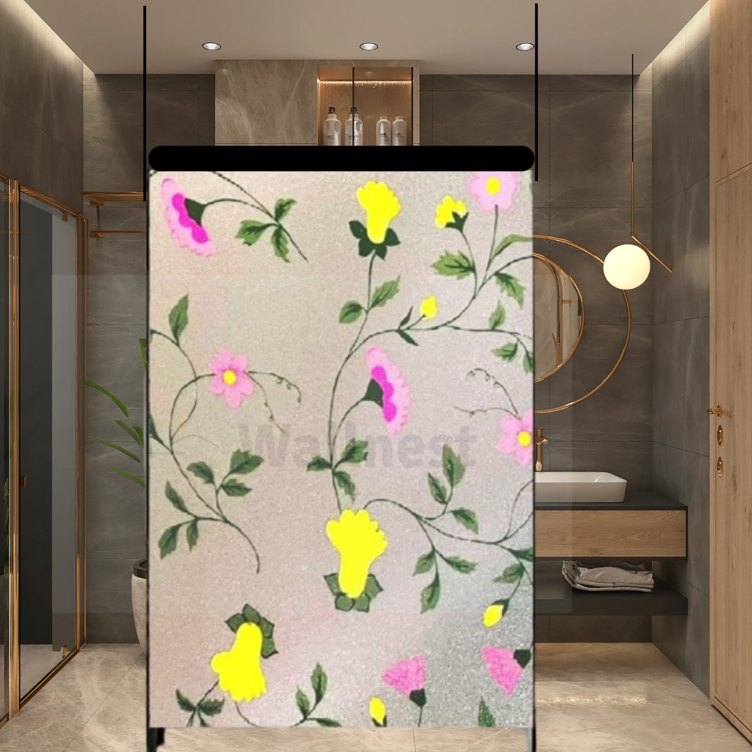 Wallnest Privacy Window Film Vinyl Frosted Self Adhesive Glass Spanish Floral Design (12x50Inch)