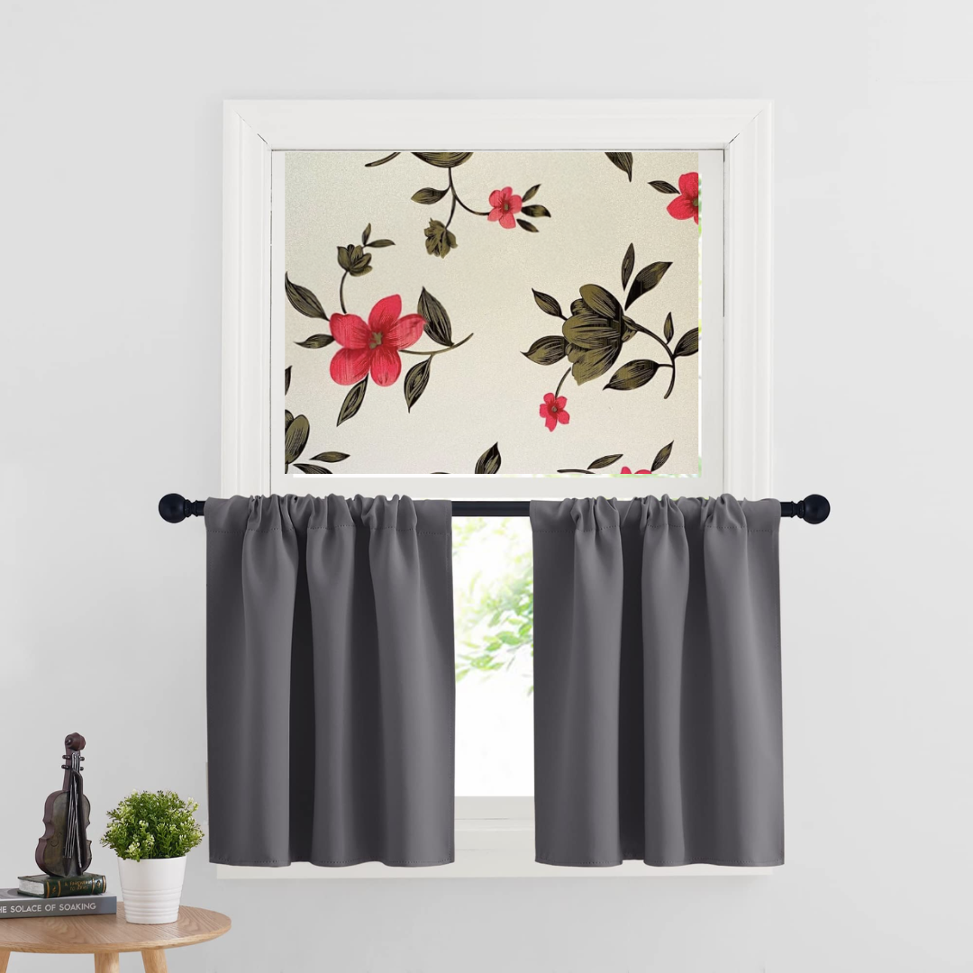 Wallnest Frosted Glass Window Film, Decorative Floral Pattern, Privacy Film with UV Protection, Self-Adhesive Vinyl, Heat Control Window Sticker for Home Office