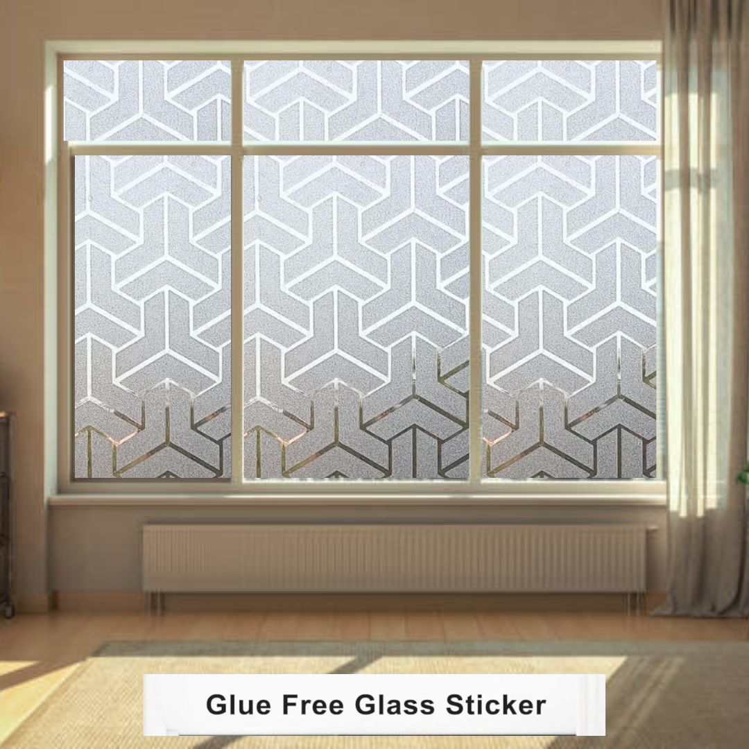 Wallnest Vinyl Frosted Privacy Glass Film for Window, Office, Door, Bathroom, Home - Self Adhesive Window Sticker New Pattern Wallpaper Sheet Frosted Arrow