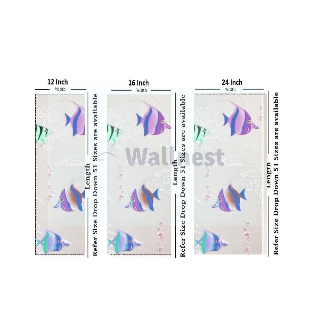 Wallnest 3D Tropical Fish Privacy Window Film, Self-Adhesive Decorative Glass Sticker, UV Protection, Reusable Frosted Glass Film Home Office Glass Stickers for Bathroom, Living Room