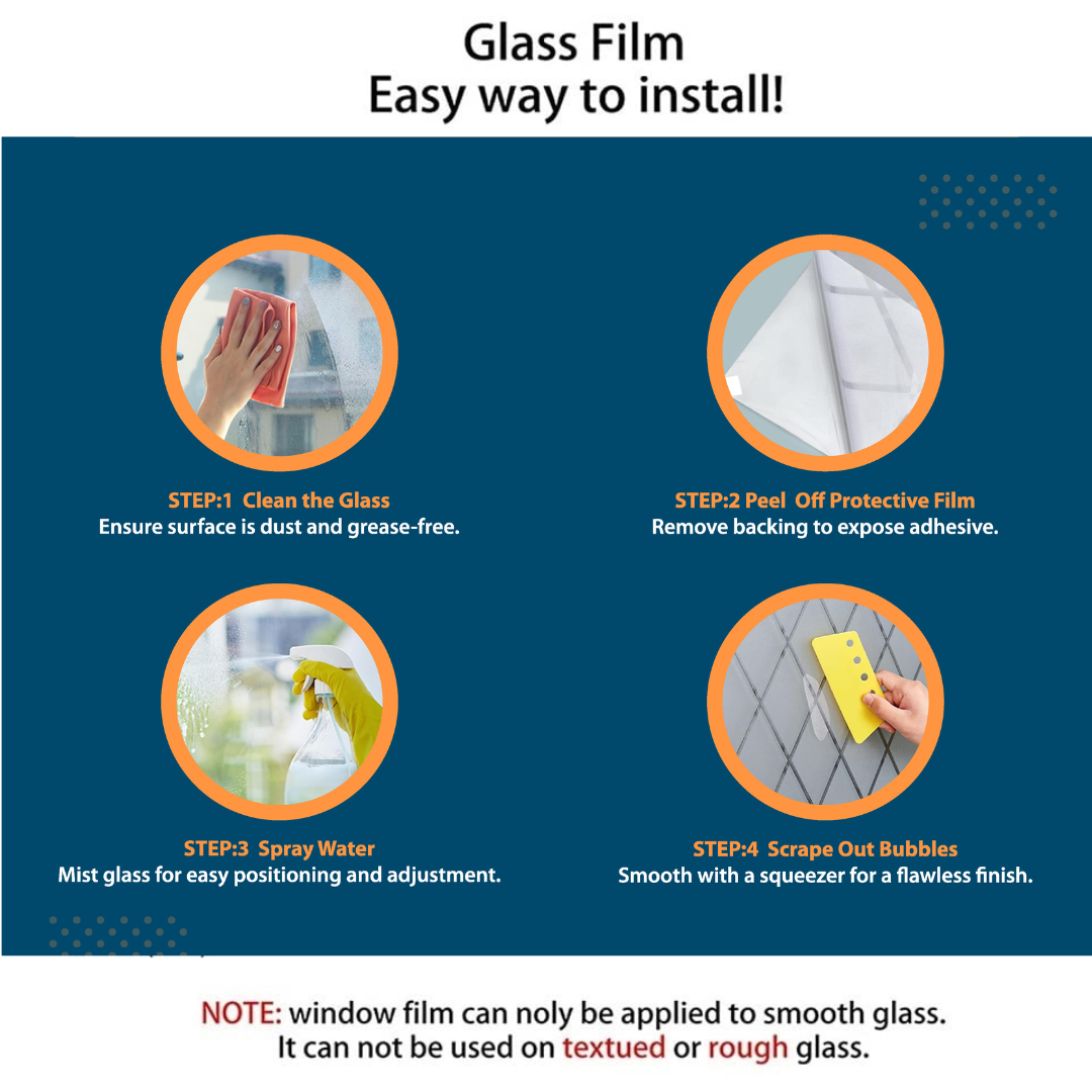 Wallnest aticCling Frosted Glass Window Film, Bathroom Window Clings Removable Sun Blocking Vinyl Window Stickers for Door Home Office, Non Adhesive Frosted Plus Mines Pattern