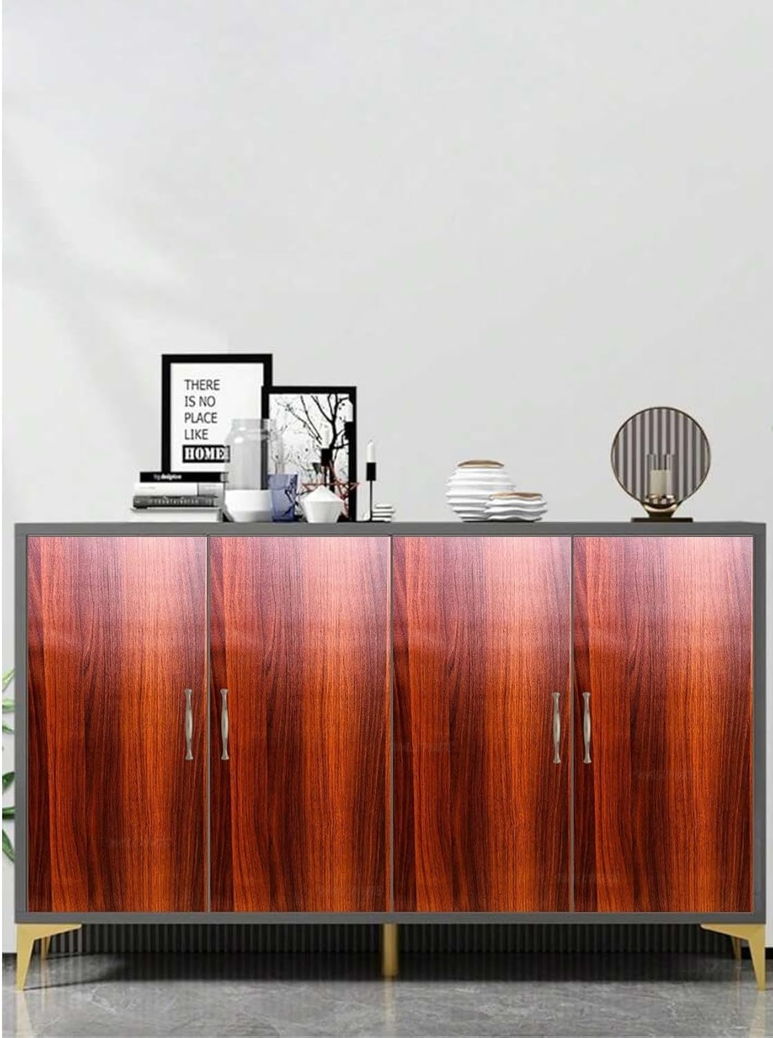 Wallnest Wooden Kitchen Cabinets Wallpaper Self-Adhesive Vinyl Wood Grain Wallpaper for Doors, Almirah, Shelves, DIY Furniture, and Kitchen Cabinets – Walnut Brown, for Furniture