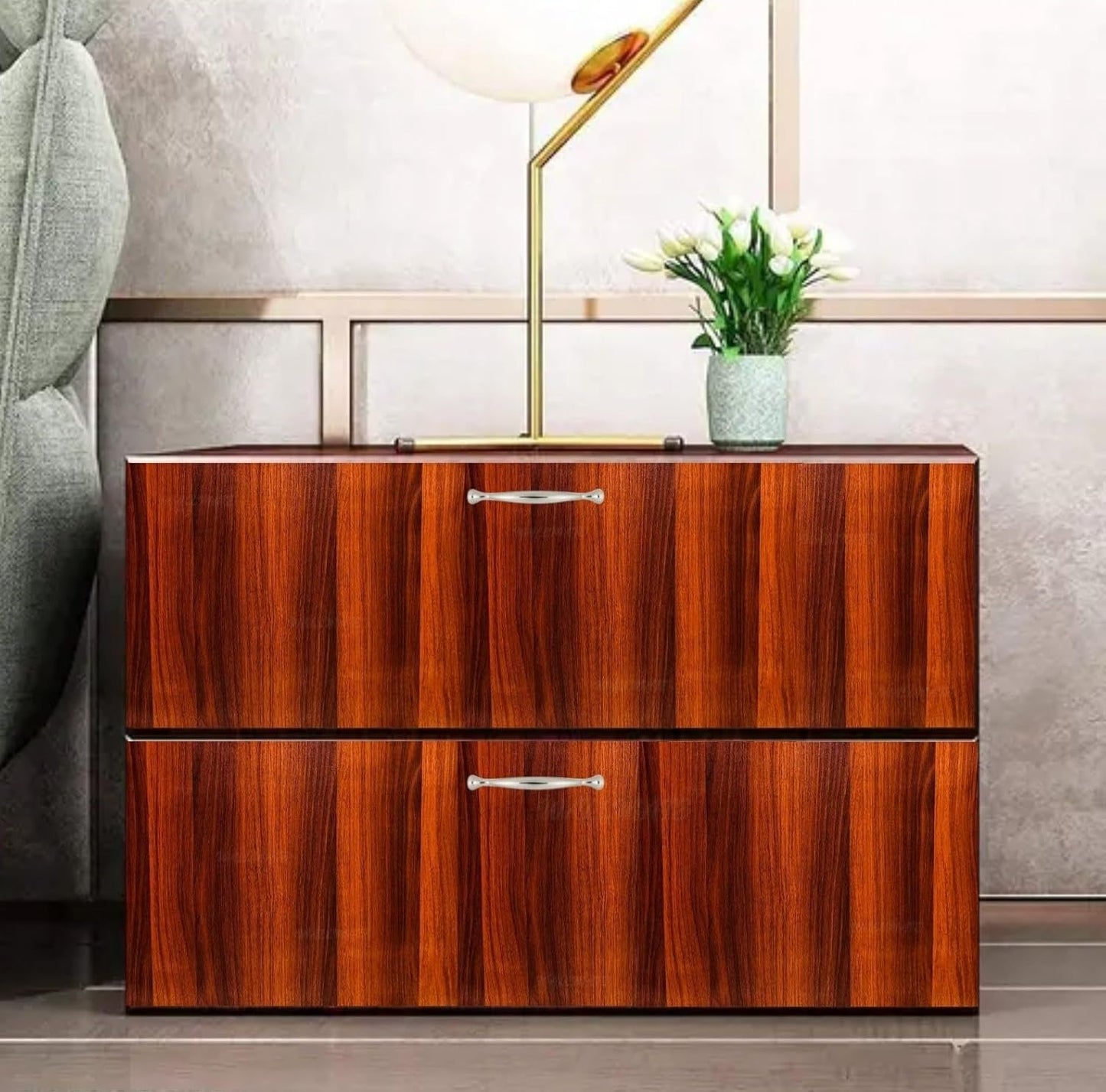 Wallnest Wooden Kitchen Cabinets Wallpaper Self-Adhesive Vinyl Wood Grain Wallpaper for Doors, Almirah, Shelves, DIY Furniture, and Kitchen Cabinets – Walnut Brown, for Furniture