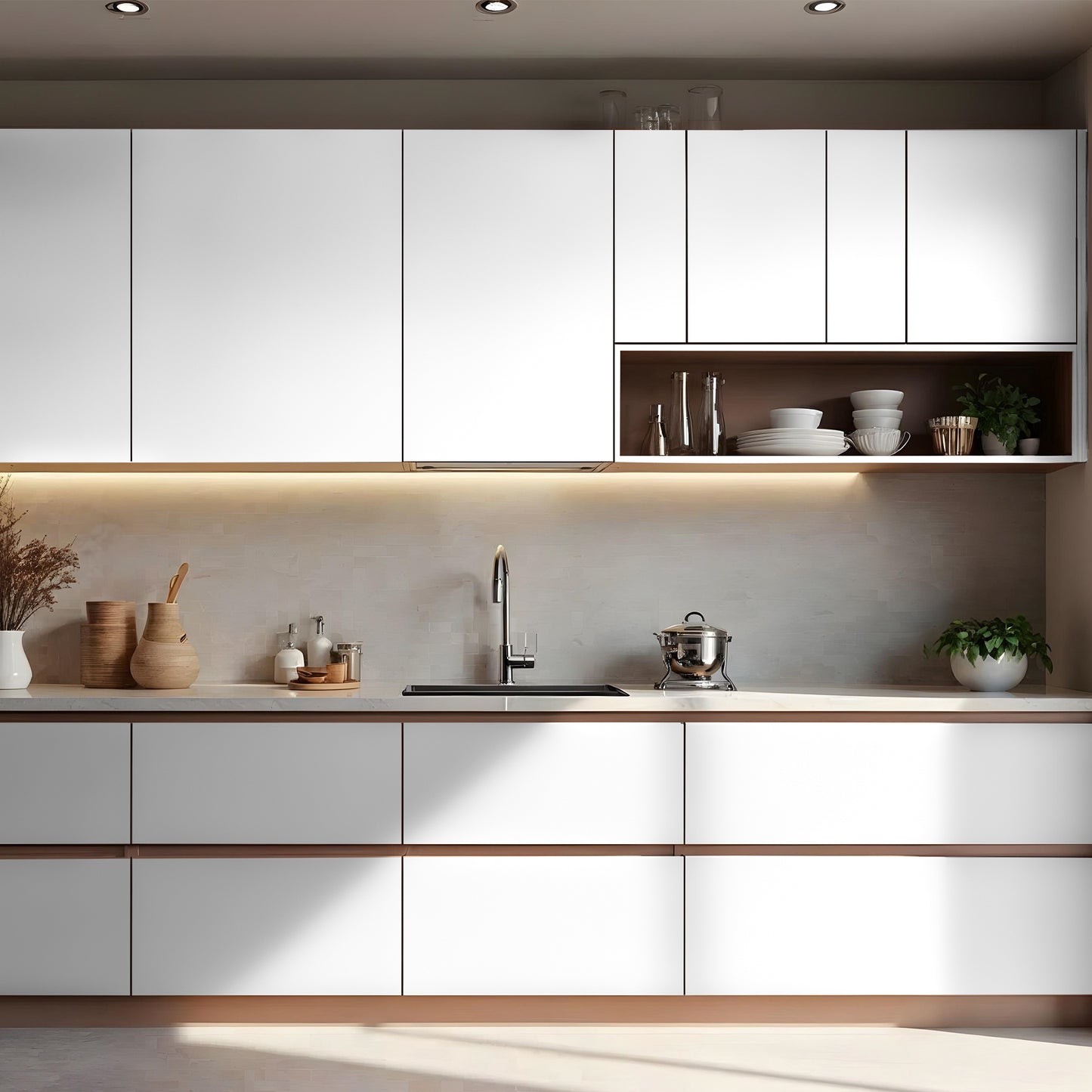 Wallnest White Glossy Vinyl Wallpaper, Self-Adhesive Decorative Film, Kitchen Cabinet Renovation Stickers, Waterproof Furniture Wrap enovation Furniture Decorative Film White Glossy
