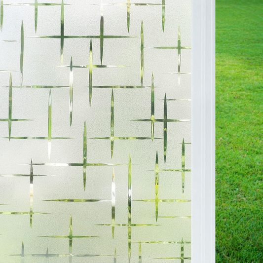 Wallnest aticCling Frosted Glass Window Film, Bathroom Window Clings Removable Sun Blocking Vinyl Window Stickers for Door Home Office, Non Adhesive Frosted Plus Mines Pattern