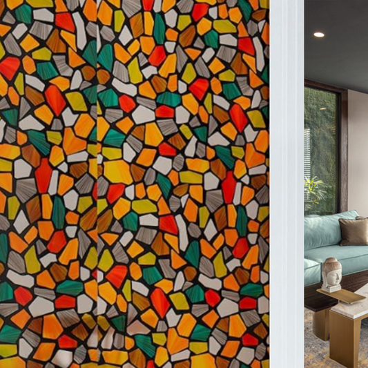 Wallnest Privacy Window Film for Glass – Stone Pattern Frosted Glass Sticker | No Glue, Anti-UV, Non-Adhesive Film for Home, Office, Bathroom