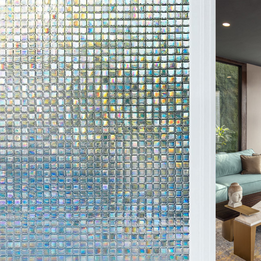 Wallnest 3D Mosaic Privacy Window Film, Self-Adhesive, Heat Control, Decorative Glass Film for Home and Office Frosted Glass