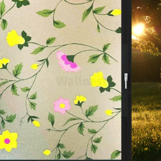 Wallnest Privacy Window Film Vinyl Frosted Self Adhesive Glass Spanish Floral Design (12x50Inch)