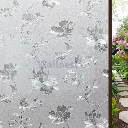 Wallnest Privacy Window Film, Floral Pattern, Self-Adhesive Privacy Glass Film for Window