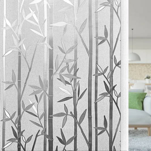 Wallnest Privacy Window Film Frosted Glass Film No Glue Anti-UV for Privacy Window Film Frosted Glass Non-Adhesive Anti-UV Window Sticker for Office Bathroom Living Room Crystal Bamboo