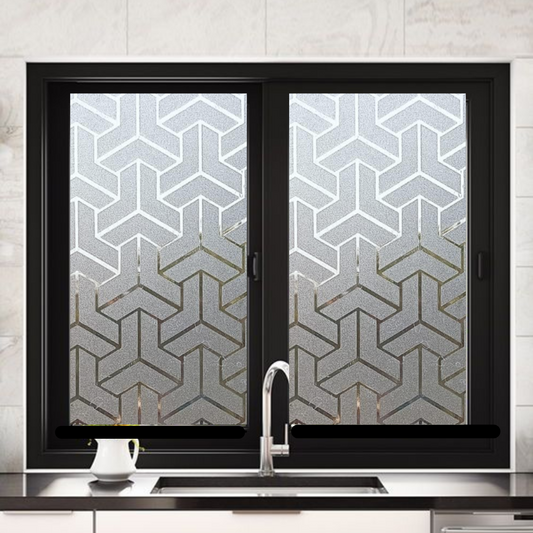 Wallnest Vinyl Frosted Privacy Glass Film for Window, Office, Door, Bathroom, Home - Self Adhesive Window Sticker New Pattern Wallpaper Sheet Frosted Arrow