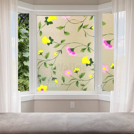 Wallnest Privacy Window Film Vinyl Frosted Self Adhesive Glass Spanish Floral Design (12x50Inch)