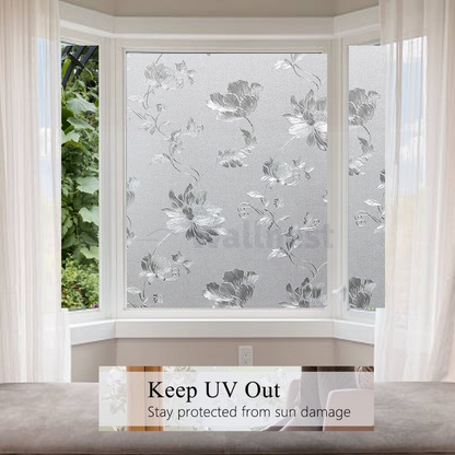 Wallnest Privacy Window Film, Floral Pattern, Self-Adhesive Privacy Glass Film for Window