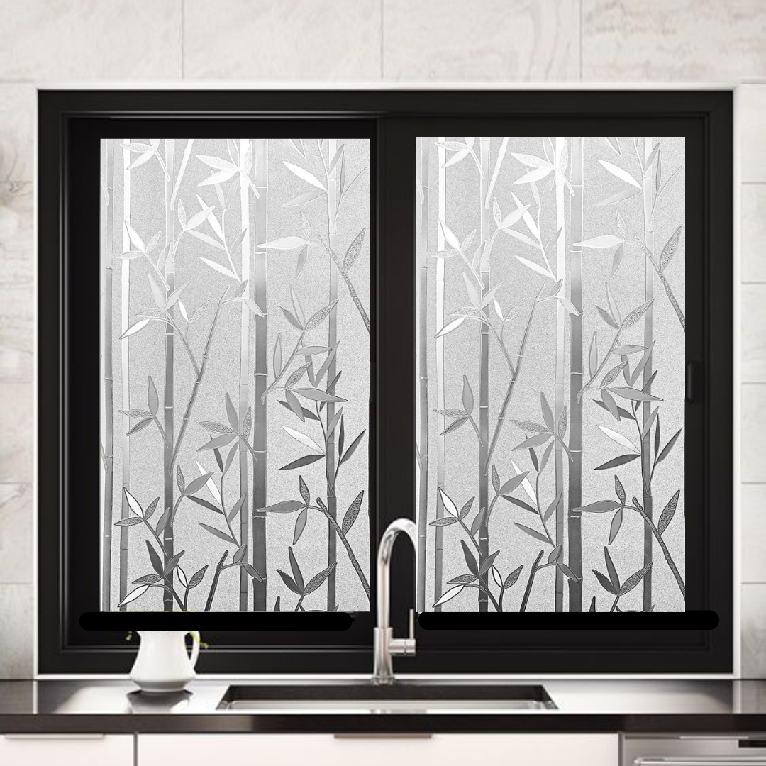 Wallnest Privacy Window Film Frosted Glass Film No Glue Anti-UV for Privacy Window Film Frosted Glass Non-Adhesive Anti-UV Window Sticker for Office Bathroom Living Room Crystal Bamboo