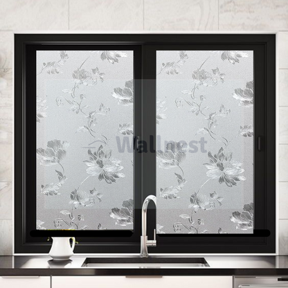 Wallnest Privacy Window Film, Floral Pattern, Self-Adhesive Privacy Glass Film for Window