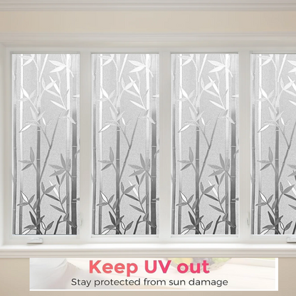 Wallnest Privacy Window Film Frosted Glass Film No Glue Anti-UV for Privacy Window Film Frosted Glass Non-Adhesive Anti-UV Window Sticker for Office Bathroom Living Room Crystal Bamboo