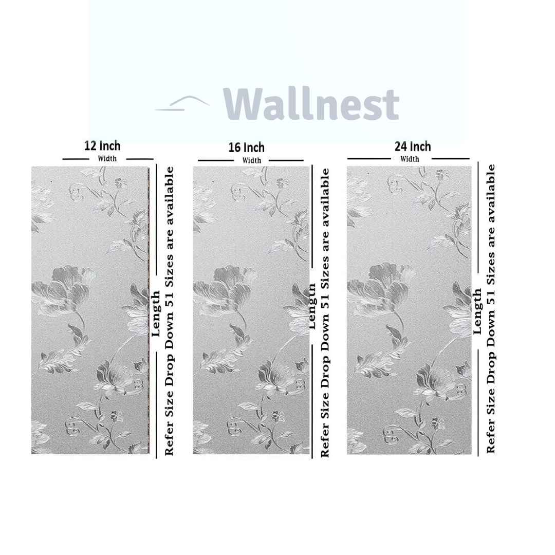 Wallnest Privacy Window Film, Floral Pattern, Self-Adhesive Privacy Glass Film for Window